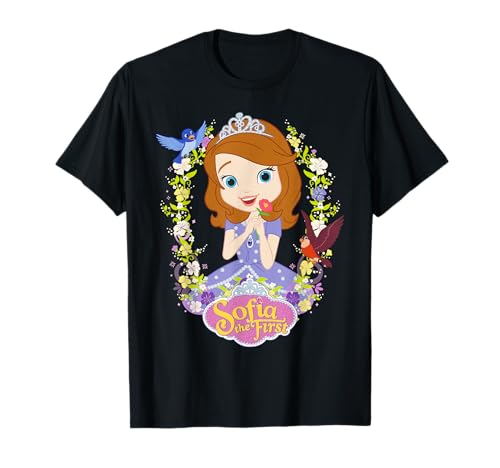 T-shirt Sofia the First Disney à bordure fleurie rose en coton doux pour fille