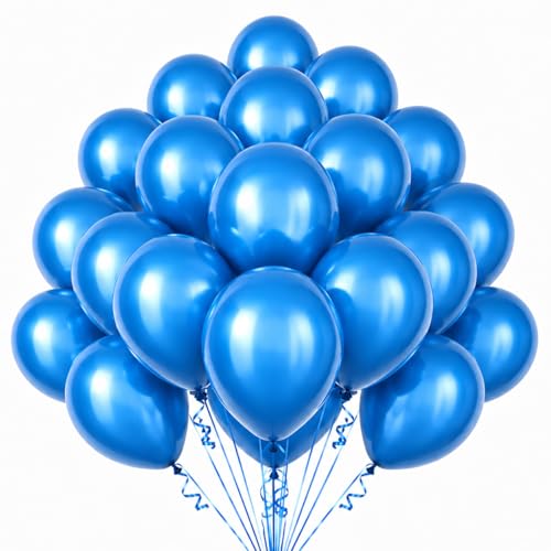 Image of Metallic Chrome Blue Balloons, 10 Inches, 100 Pack