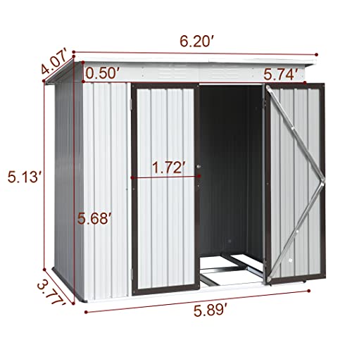 Seedfaya Outdoor Shed 6' X 4',Metal Storage Shed With Double Lockable Doors,Vents,Small Sheds Outdoor Storage For Garden Tools,Lawn Mower,Garbage Can,Bikes,Waterproof Storage Shed #TOP3