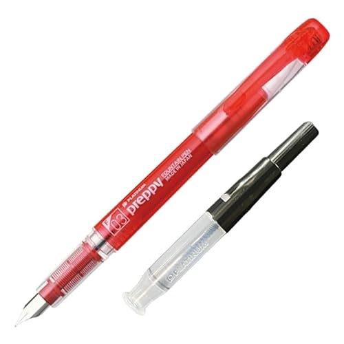 プラチナ万年筆 PLATINUM プレピー PREPPY 万年筆 細字 レッド PSQ-300-11 透明カラー軸 「スリップシール機構」コンバーター付き