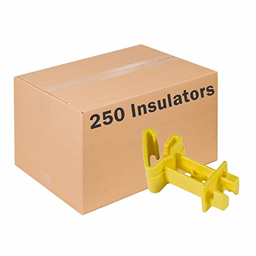 Zareba Wrap Around 2 in. Extender Insulator 250 Pack - IT2XY-Z Yellow - for Electric Fencing Steel Aluminum Polywire Polyrope - Preserve Electricity No Hardware Needed 250 Insulators Included