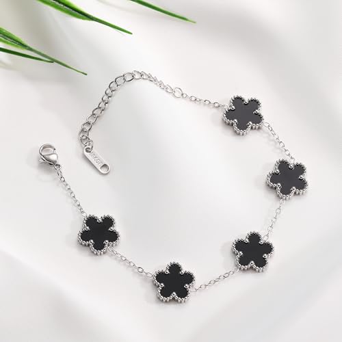 TICVSS 18K Gold Plated Four Leaf Clover Bracelet for Women - Elegant Lucky Charm Silver Chain Jewelry Gift - Image 5