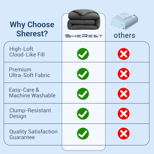 SheRest Comforter Duvet Insert Queen Size - Soft Microfiber Down Alternative with 8 Tabs, Breathable Quilted Bedding Blanket for Hot & Cold Sleepers, Machine Washable, Gray 88 x 88 Inches by SheRest - Used condition - Image 7