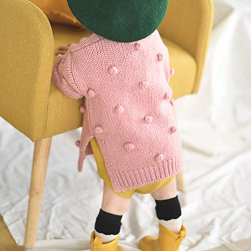 Cardigã de tricô Fenical Baby com bolha para outono e inverno (amarelo, 100 cm), rosa, 73 cm