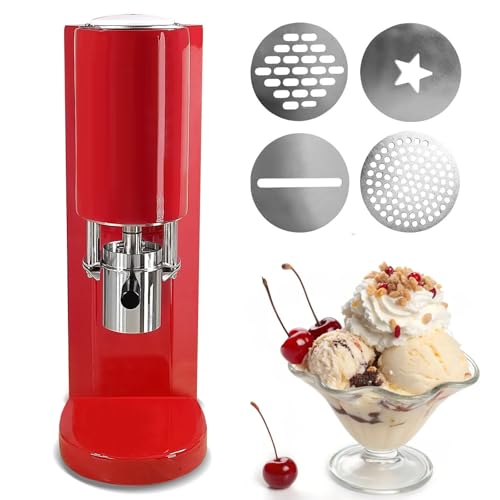 Máquina Comercial de Helados con 4 Moldes Removibles, Construcción de Acero Inoxidable, Prensa de Gelato de Un Toque para Tienda de Postres, Food Truck, Café,Red