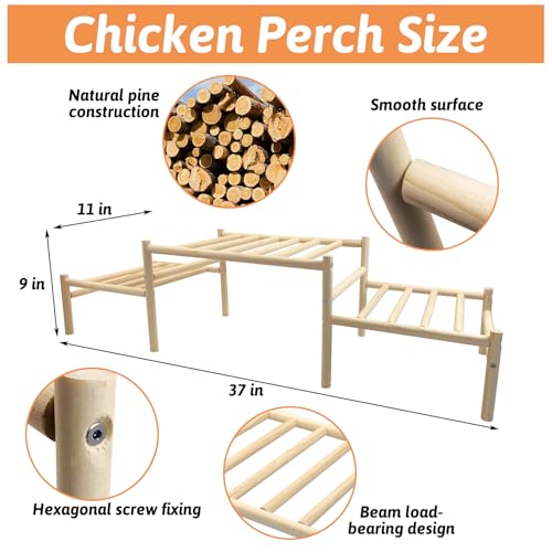 Image of Hamiledyi Climbable Chicken Roosting Perch for Coop - Natural Wood Poultry Perch with Exercise & Playground Design, Durable Climbing Perch for Hens to Play and Stay Healthy