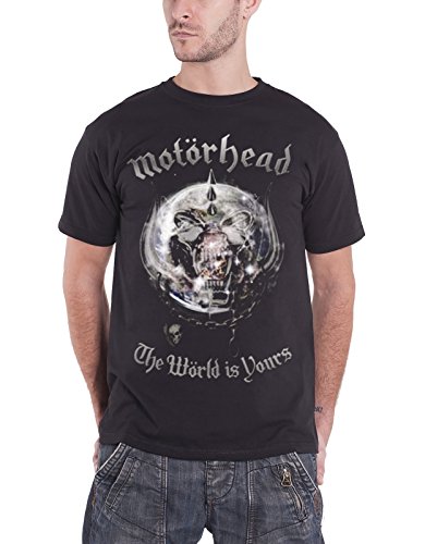 Image of Motorhead Men's The World is Yours Album Globe Short Sleeve T-Shirt, Black, X-Large