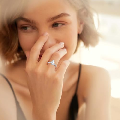 2CT Pear Shaped Engagement Rings for Women S925 Sterling Silver Pear Cut Moissanite Rings for Her2