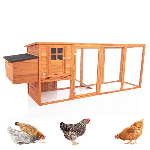 Chicken Coop with Extended Run By Cozy Pet 300cm Wide for 4-6 Birds Hen House Poultry Coup Rabbit Hutch Ark Nest Box CC06-N