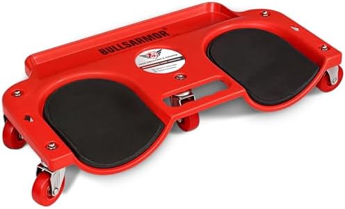 BullsArmor V2 UPGRADE Rolling Knee Creeper Pad with 5 Swivel Casters - Mechanic Kneeling Dolly Seat with Tool Tray, 200 LB Capacity, Garage Knee Board Stool for Auto, Construction, Flooring, Gardening
