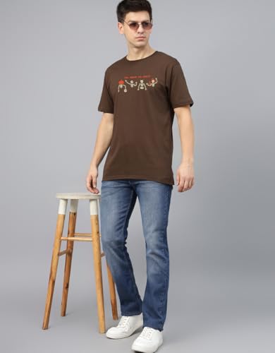 Image of Veirdo Men's T-Shirt Regular Fit Round Neck Pure Cotton Half Sleeve Graphics Printed T-Shirt Different Size Range S to 2XL