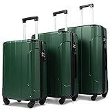Merax 3 Piece Luggage Sets Expandable ABS Spinner Suitcase with TSA Lock 20 inch 24 inch 28 inch (Green)