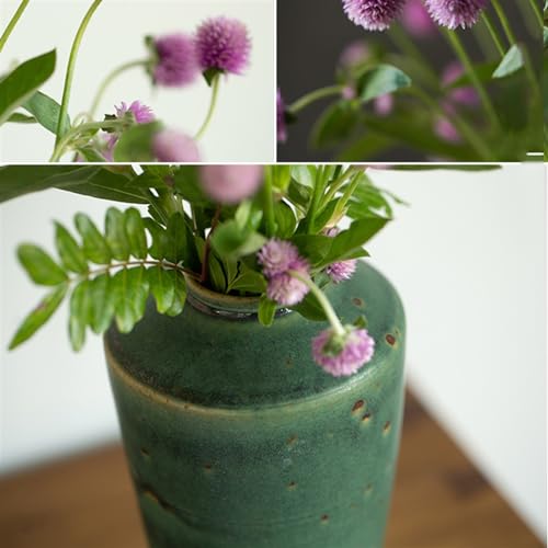 Vase céramique vert rétro stable pour éviter les chutes de fleurs - 5