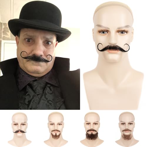 XRDDFL Fake Beard Human Hair Realistic Fake Mustache for Men,
