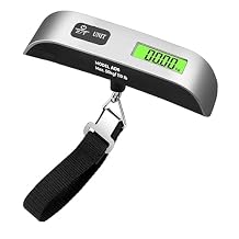 Luggage Scale, Digital Portable Handheld Suitcase, Travel Hanging Baggage with Backlit LCD Display, 50kg/110Pounds, Silver