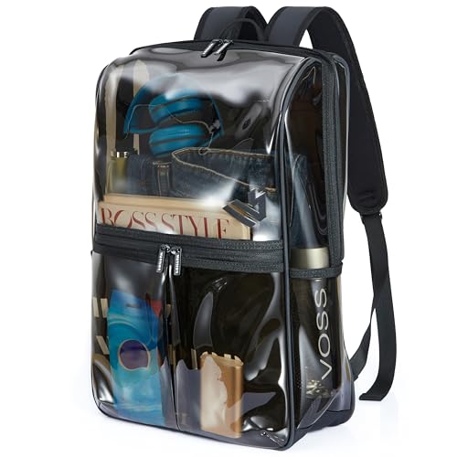 HIMZ WARRIOR Clear Backpack Heavy Duty Large for Adults, Men and Women, Durable Computer Daypack Backpacks with 15.6” Laptop Bag Casual for Work and Travel, Black (Gift Box) by HIMZ WARRIOR - Used condition - US$55.06