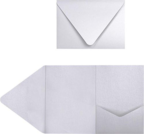 LUXPaper A7 Pocket Invitations | 5" x 7" | Silver Metallic | 105lb. Cover | 10 Qty