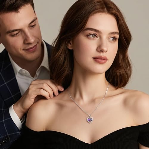 Iefil Birthstone Jewelry for Women - 925 Sterling Silver Birthstone Necklace, Anniversary Birthday Gifts for Women, Jewelry Gifts for Her Wife Mom Daughter3