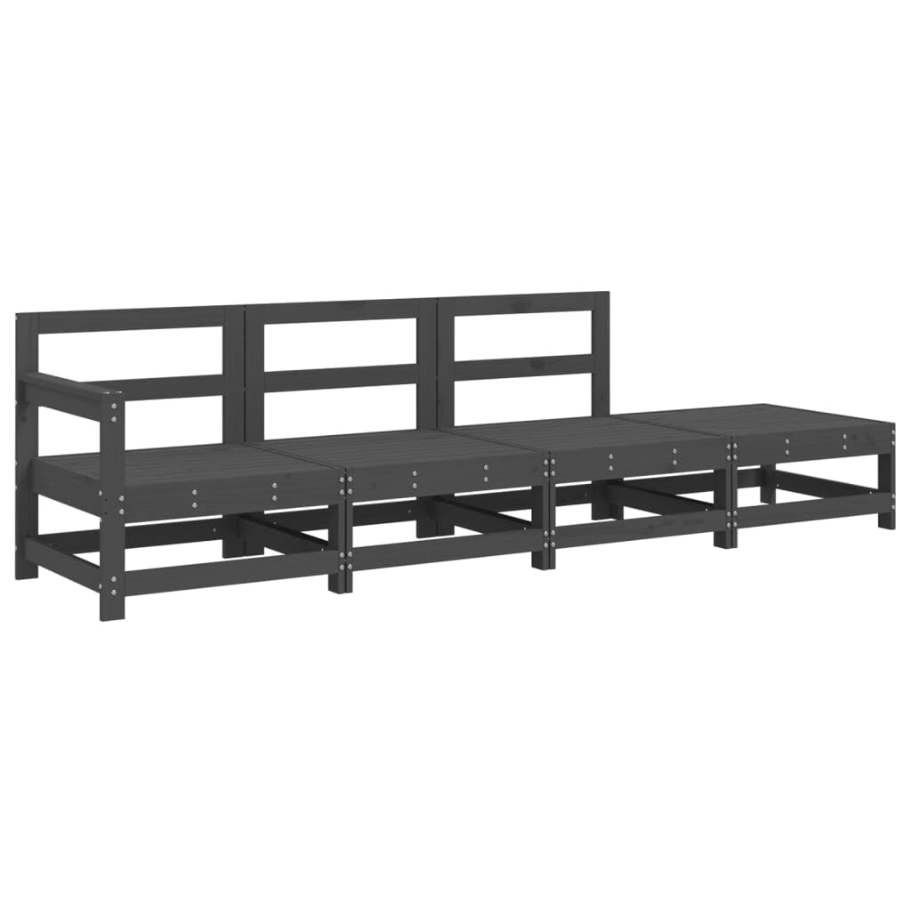 Salon de jardin 4 pcs vidaXL en pin massif gris avec canapés et repose-pieds