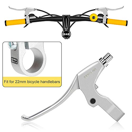 Brake Lever, BicycleStore 1 Pair 2.2cm Diameter Bicycle Brake Handles Aluminum Alloy Universal Anti Skid Front Cycling Bike Brake Kit Bike Accessories for Mountain Bike Folding Bicycle Road (Silver)