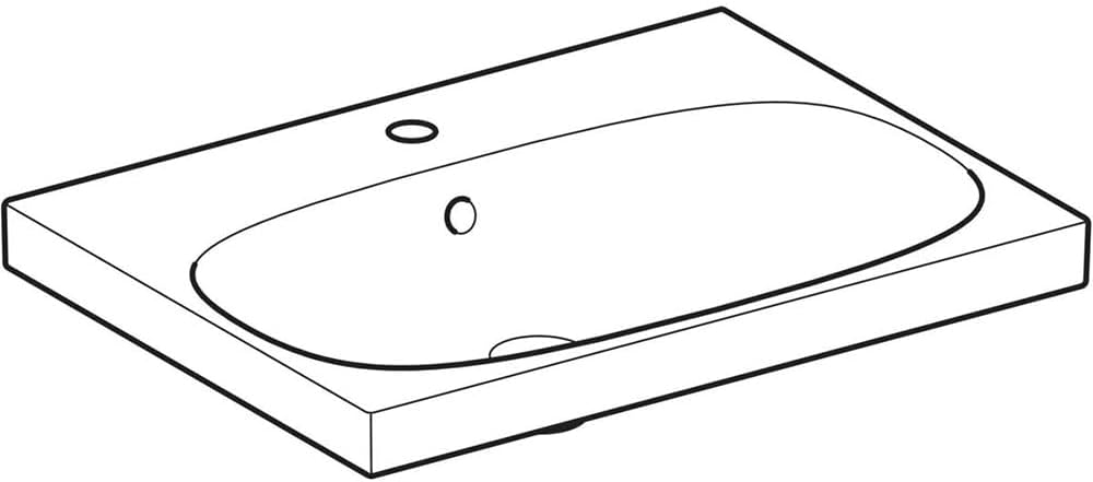 Top-down technical drawing of the Keramag Acanto wash basin avec cotes