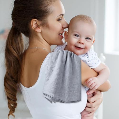 Image of 3 Pack Muslin Swaddle Blankets (40x40in) - Ultra Soft Breathable Wraps for Newborn Swaddling, Nursing, and Toddler Playtime, Unisex Design