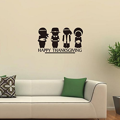 Jiahui Happy Thanksgiving Pilgrims And Indians Removable Home Art Wall Decal Quote Sitting Bedroom Room Sticker (13X22) #TOP7