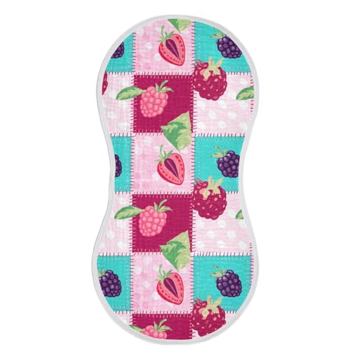 MCHIVER Strawberry Raspberry Quilt Pastel Baby Burp Cloths Cotton Washcloths Super Soft Absorbent Burping Rags for Baby Boys Girl Burpy Cloth Bib 1 Pack