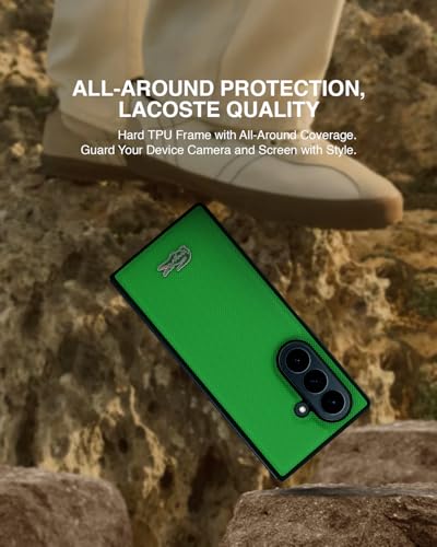 Image of CG MOBILE Lacoste [Official Licensed] Magnetic Compatible | Hard Case | Iconic Petit Pique PU Lacquer Logo Protective Case /Cover Designed for Galaxy Z Fold 7 (2025) - Green