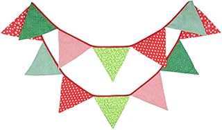 G2PLUS Double Sided Fabric Bunting Banner 3.3M Two Layer Flag Banner with 12 Triangle Pennants Vintage Cloth Garlands Shabby Chic Decoration for Bedroom Birthday Parties (Pink and Gray)