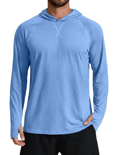 COOFANDY Men UPF 50+ Sun Protection Hoodie Shirts Lightweight Long Sleeve Fishing Shirt UV SPF Rash Guard for Hiking Workout