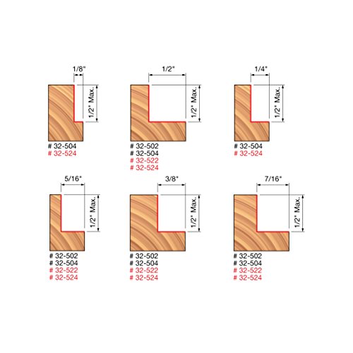 Freud 32-504: Flush, 1/8",1/4",5/16",3/8",7/16",1/2" Depth Rabbeting Bit With Bearings #TOP2