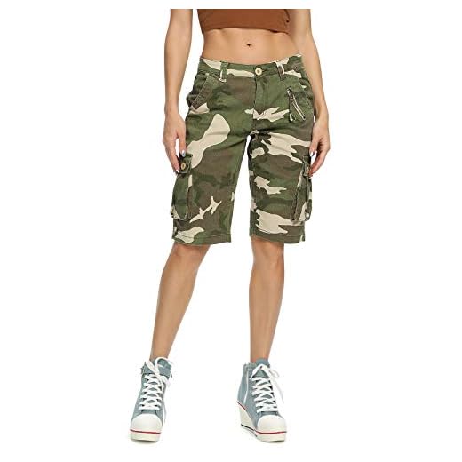 Aeslech Short Femme Militaires Camouflés pour Femmes 6 Poches Vêtements D'été Décontractés pour Le Travail Extérieur Camo 34 US 14 - FR 46