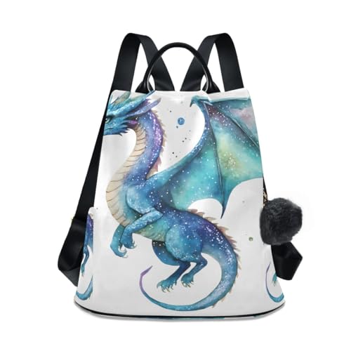 Sac à dos femme bleu galaxie dragon mode antivol polyvalent