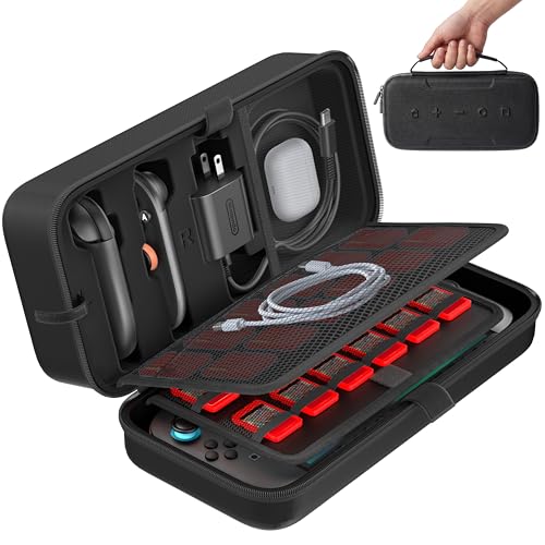 OIVO Carrying Case Compatible with 2025 Nintendo Switch2, Portable Switch Travel Carry Case Fit for Joy-Con &amp; Adapter Hard Shell Protective Pouch Bag with 24 Game Slots, Black For N DS Cases &amp; Storage