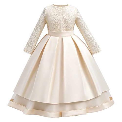 Robe de fête élégante pour fille en dentelle et satin de prestige