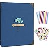 ZEEYUAN Journal Scrapbook Memories Photo Book Album 60 Black Pages Vintage DIY Photo Scrap Book Hardcover Scrapbook Gifts for Couples Anniversary Christmas Thanksgiving Valentines Day,Blue
