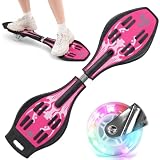 Waveboard Snakeboard Kinder LED Rollen, Caster Board, Rosa