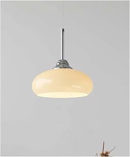 Medieval French Glass Pendant Light - Modern 20cm White & Beige Chaner for Dining Table, Kitchen & Restaurant, Stylish Ceiling Fixture, Elegant Home Decor (Chrome White Glass)