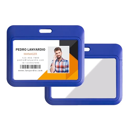 Lanyardio 3 Pack Sliding Horizontal ID Badge Holder Hard