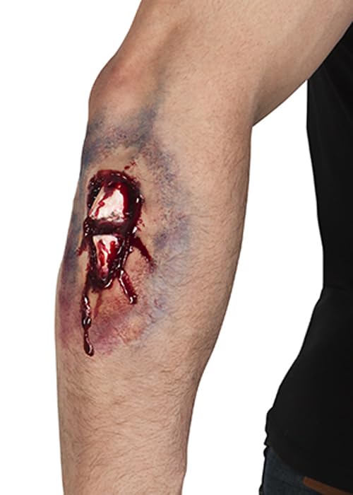 Stick On Broken Bone Compound Fracture Wound Fake Scar Prosthetic Halloween FX Make-Up
