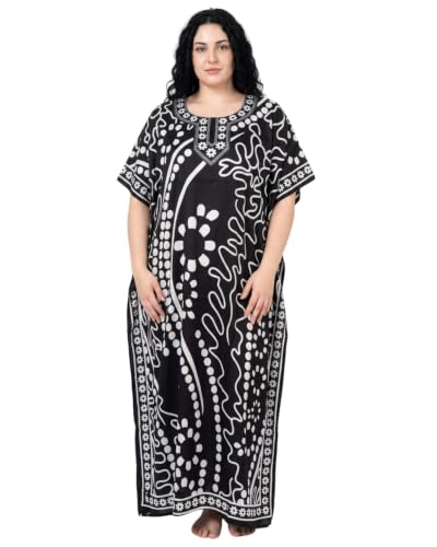 Image of Oussum Plus Size Kaftan Dresses for Women, Polyester Summer Caftan Cover Up Maxi Beach Dress, 1X-3X