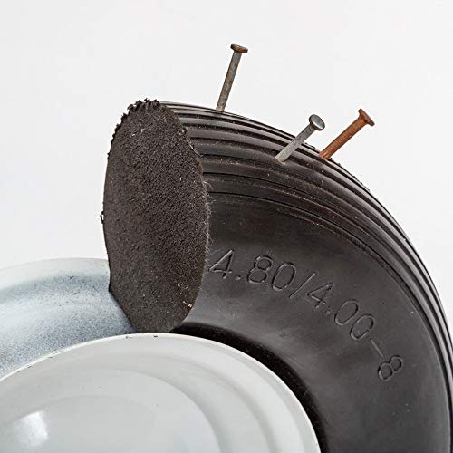 Flat Free Universal Wheelbarrow Replacement Tire and Wheel Assembly, White Rim, Ribbed Tread, 13