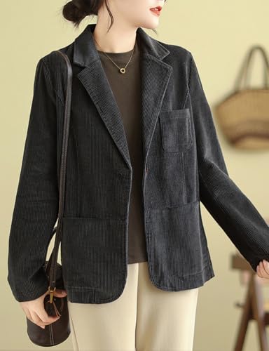 IDEALSANXUN Corduroy Blazer Women 2024 Fall Winter Suit Button Down Jackets Casual Shackets Business Coats3