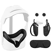 Vakdon 6en1 VR Kit pour Meta Quest 2, Silicone Face Cover+ Contrôleur Grip Cover + Réglable Sangl...