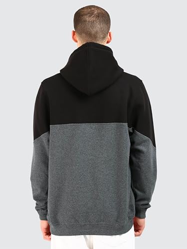 Image of STELLERS Men's Oversized Color Blocked Hoodies - Charcoal Grey | Premium Cotton | Feather Touch Feel | Sustainable