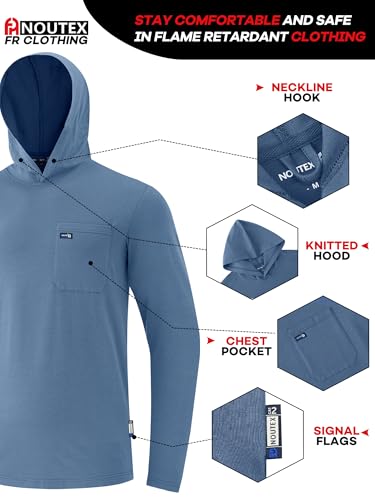 FR Hoodies for Men 6oz Lightweight Stretch Hooded Pullover Flame Resistant Work Hoodie CAT24