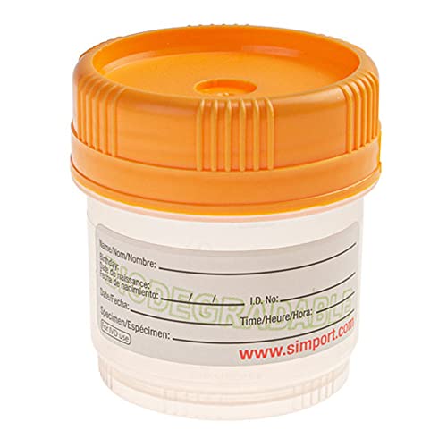 Image of Simport SpecTainer C567-120DOECO Polypropylene Urine Container, Non-Sterile, Gold Cap with Conventional Closure, 120ml Volume (Case of 300)
