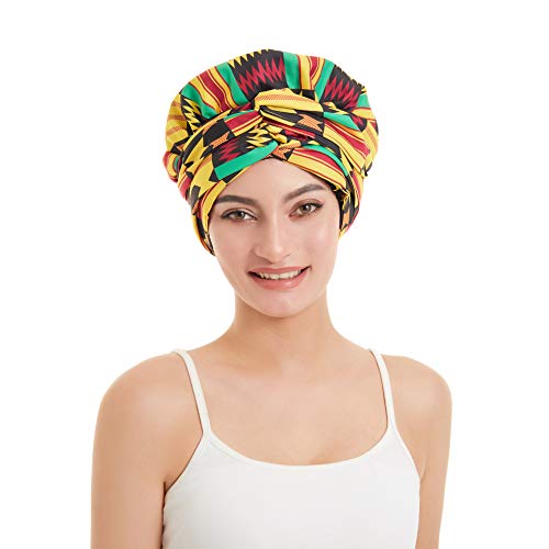 Ankara African Print Satin Lined Hair Bonnet Double Layer Turbans Head Scarf Headwraps for Women Sleeping