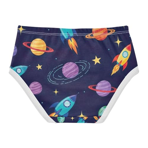 Kids Underwear Girls, Colorful Rockets Toddler Briefs, Cotton Girls Underwear, 2T–8 Years2
